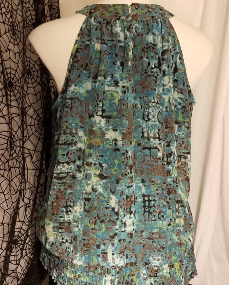 EUC Brown & Teal embellished blouse by ADIVA Med. - Picture 4 of 5